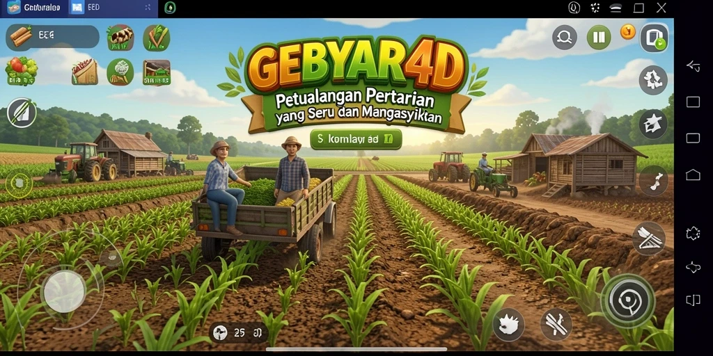 Gameplay seru GEBYAR4D dengan berbagai aktivitas pertanian.