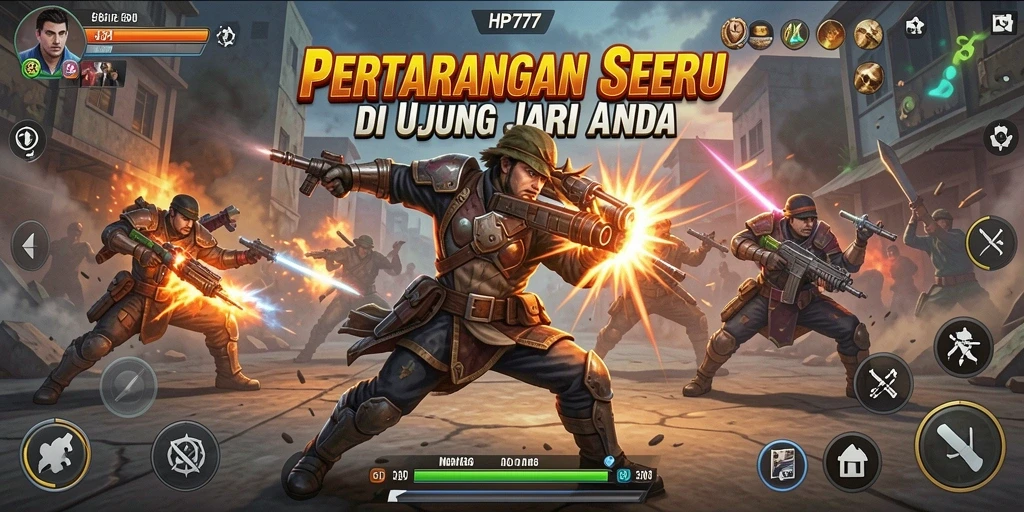 Tampilan menegangkan saat beraksi di HP777 dengan gameplay yang intens.