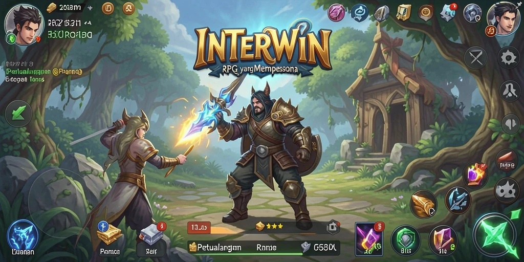 Gambar gameplay dari INTERWIN yang menampilkan petualangan RPG yang seru.