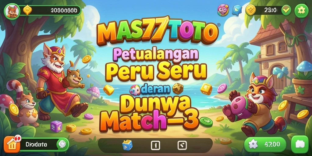 Screenshot gameplay <strong>MAS77TOTO</strong> menampilkan serunya menggabungkan permen dalam level match-3.