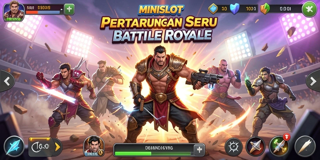 Tampilan gameplay seru dari MINISLOT yang penuh aksi Battle Royale.