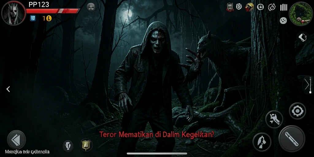 Screenshot PP123 menunjukkan suasana menyeramkan dan gameplay yang mencekam.