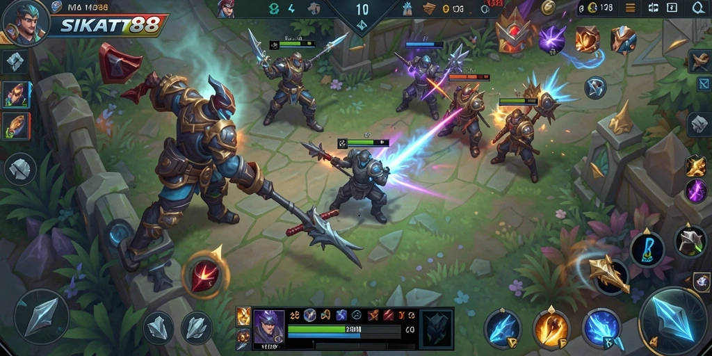 Tampilan gameplay MOBA SIKAT88 yang seru dan menegangkan.