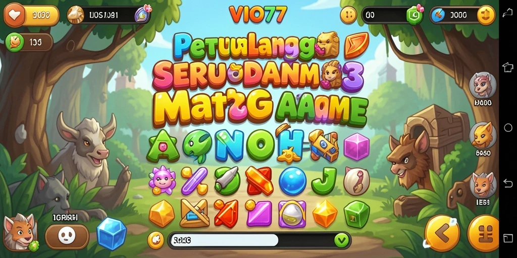 Tangkapan layar gameplay VIO77 dengan tantangan Match-3 yang menarik.